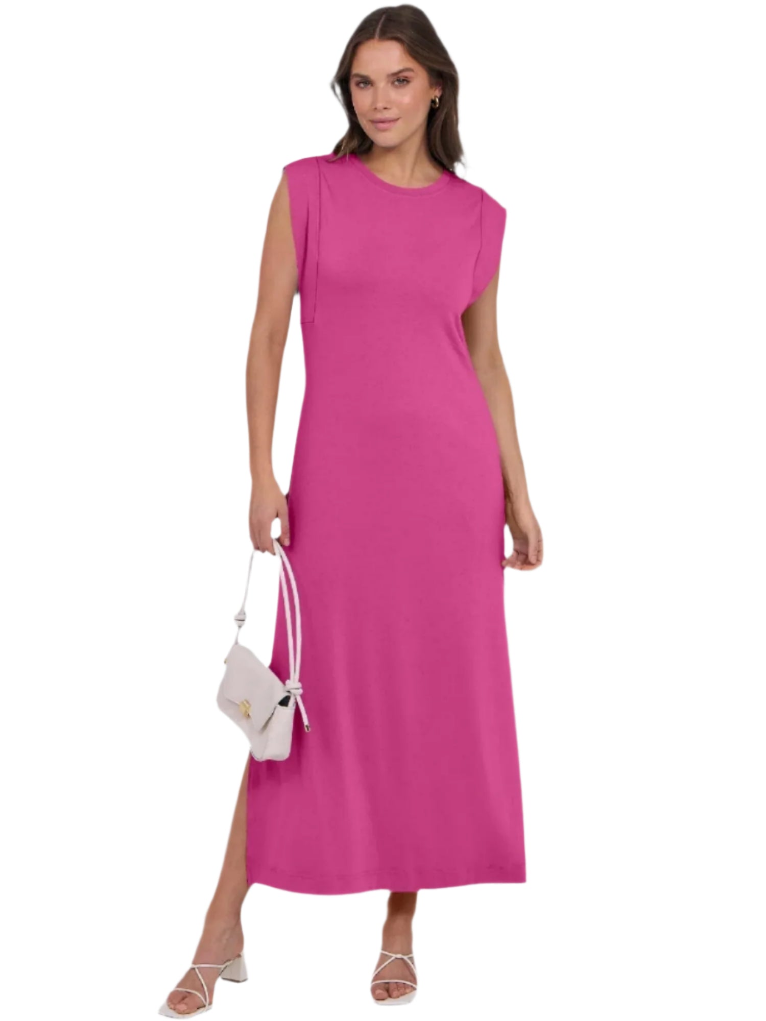 Breezeluxe Legeres Sommer-Maxikleid – Kurze Ärmel und Rundhalsausschnitt