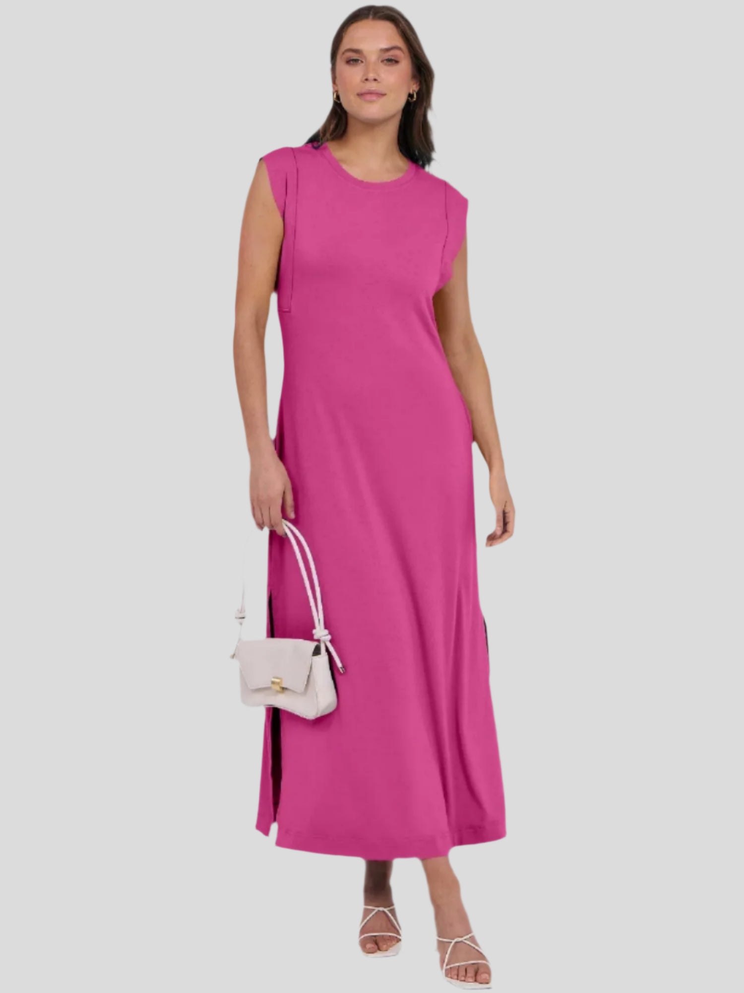 Breezeluxe Legeres Sommer-Maxikleid – Kurze Ärmel und Rundhalsausschnitt