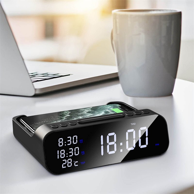 ChargeTime Pro – Digitaler Wecker mit drahtloser Ladung und großem Display