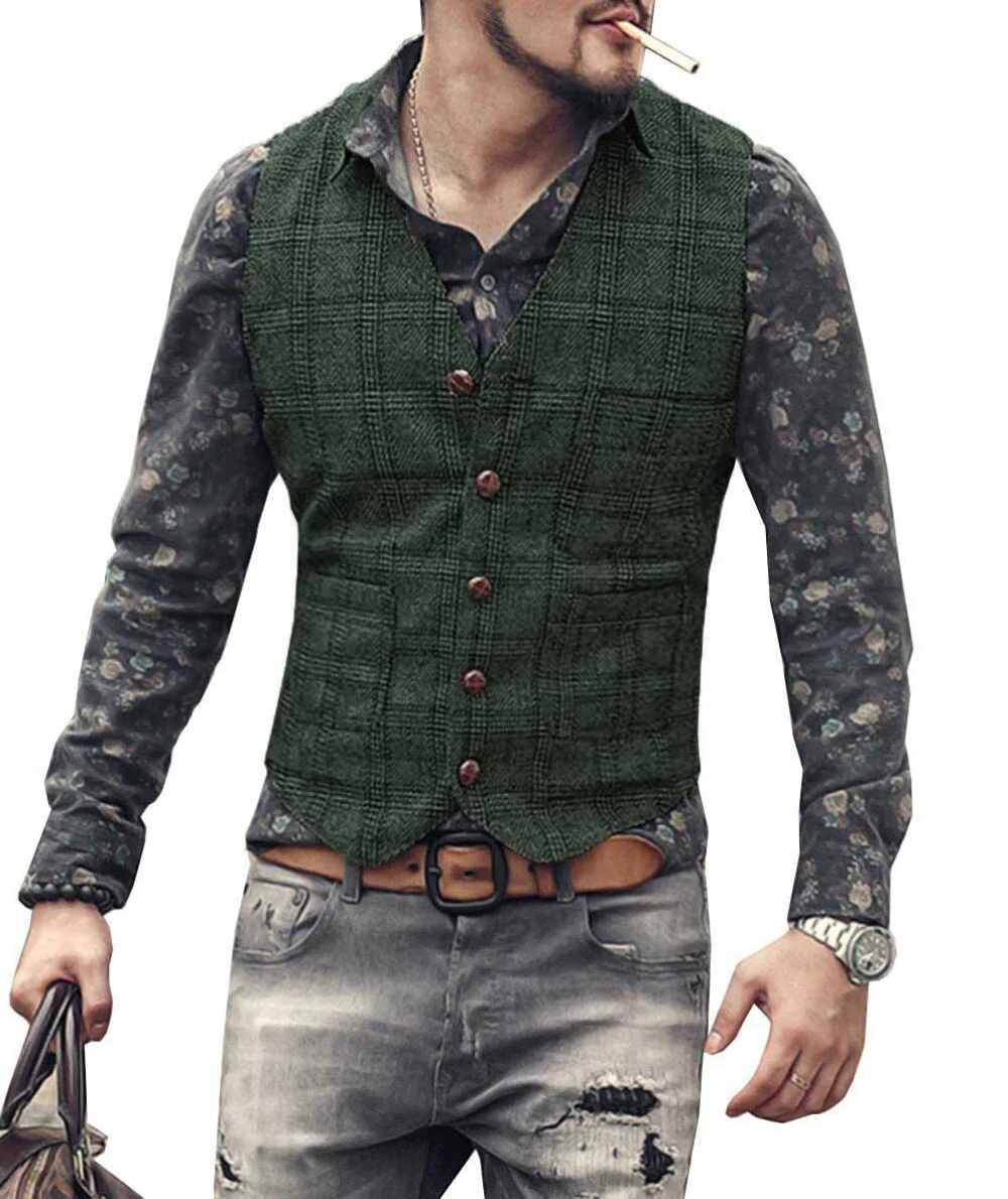 Robert - Zeitloser Herren Plaid Tweed Weste für klassische Eleganz