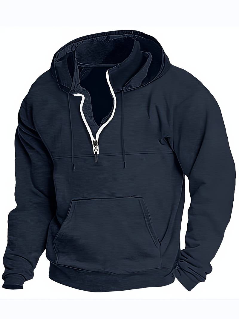 Hans - Hoodie mit halbem Reißverschluss und Taschen