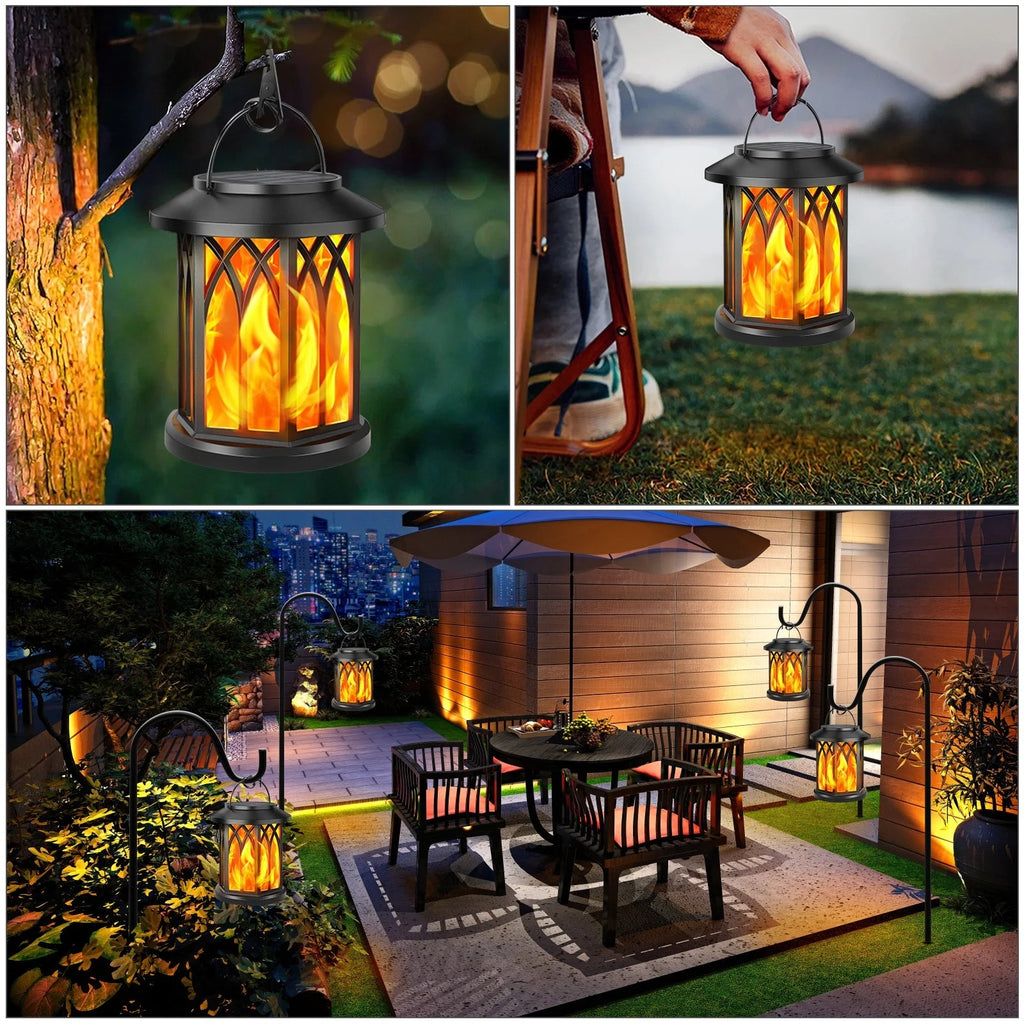 GloGothic - Solarbetriebene flackernde Flammenlaterne mit Haken