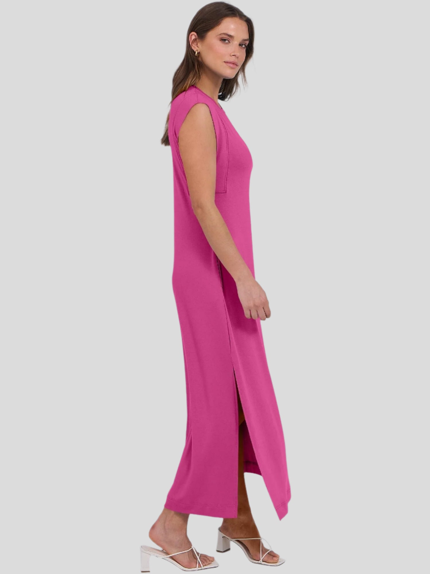 Breezeluxe Legeres Sommer-Maxikleid – Kurze Ärmel und Rundhalsausschnitt