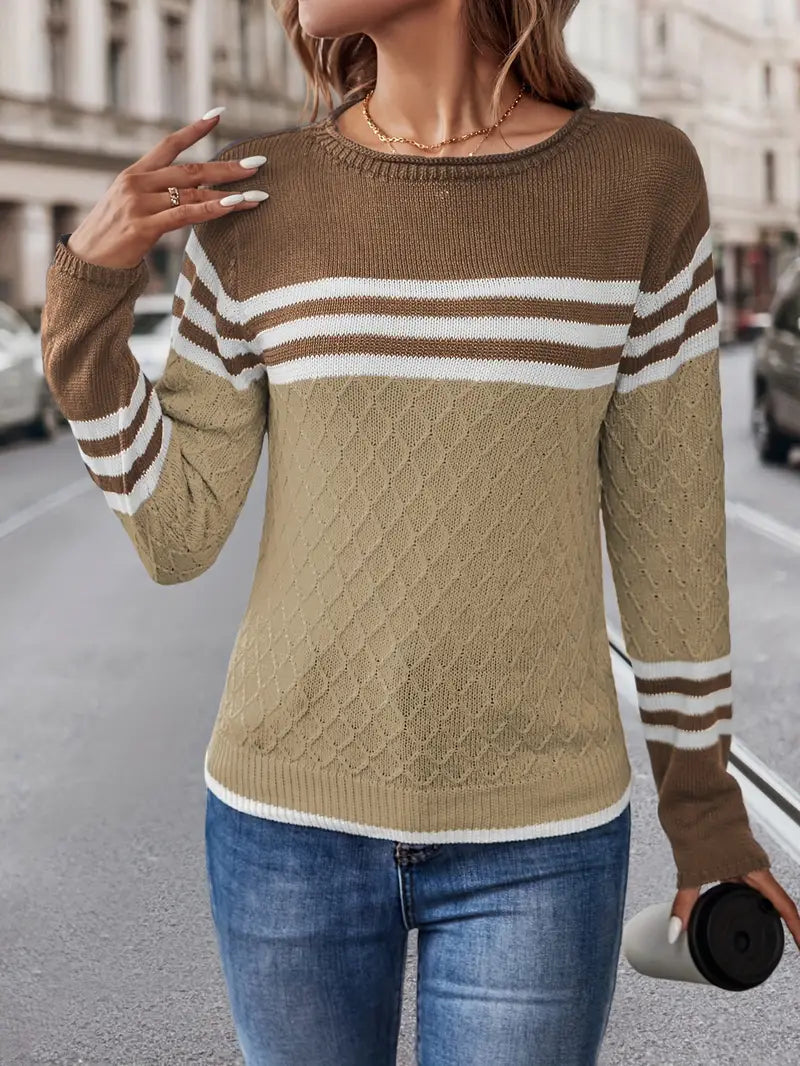 Agnes - Gestreifter Pullover mit Rundhalsausschnitt