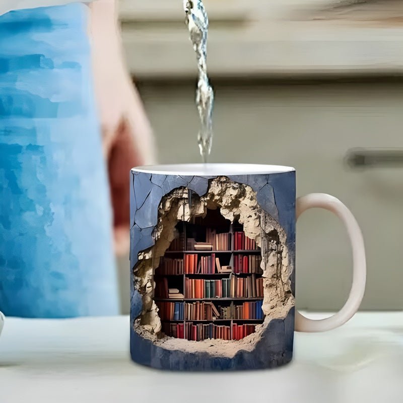 Bibliophilen-Tassen - 3D-Becher mit Bücherregal