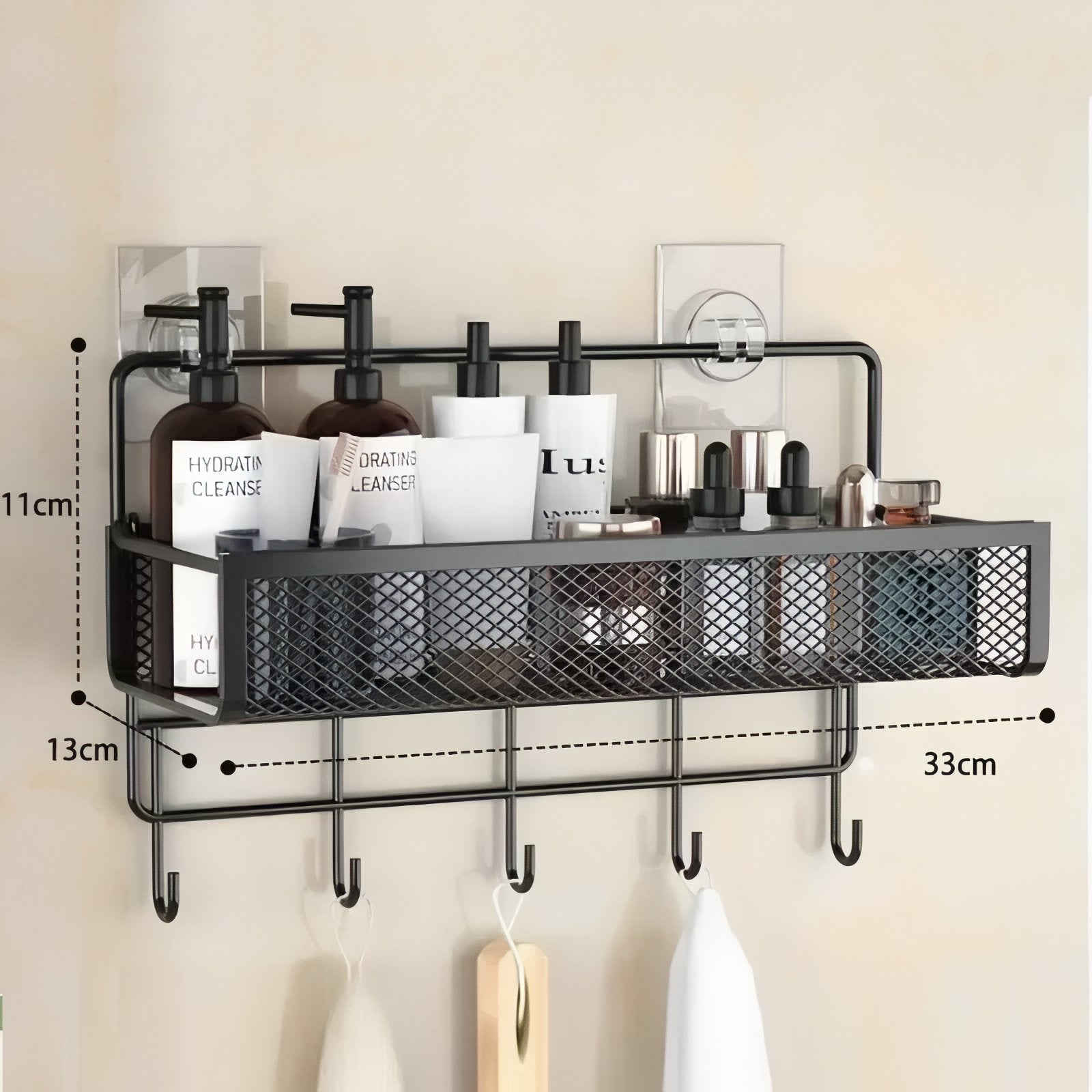 NeatSpace - Wandregal mit Haken für Badezimmer und Küche