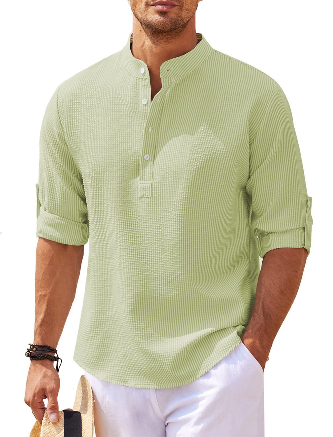 Michael - Legeres Sommerhemd ohne Kragen - Sommer-Chic