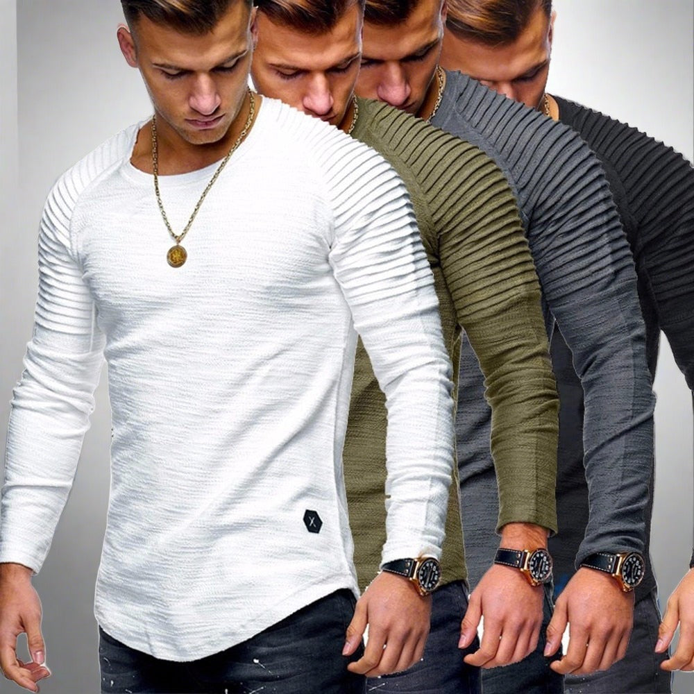 Jake - Plissierter Raglan-Sweatshirt für Männer mit abgerundetem Saum