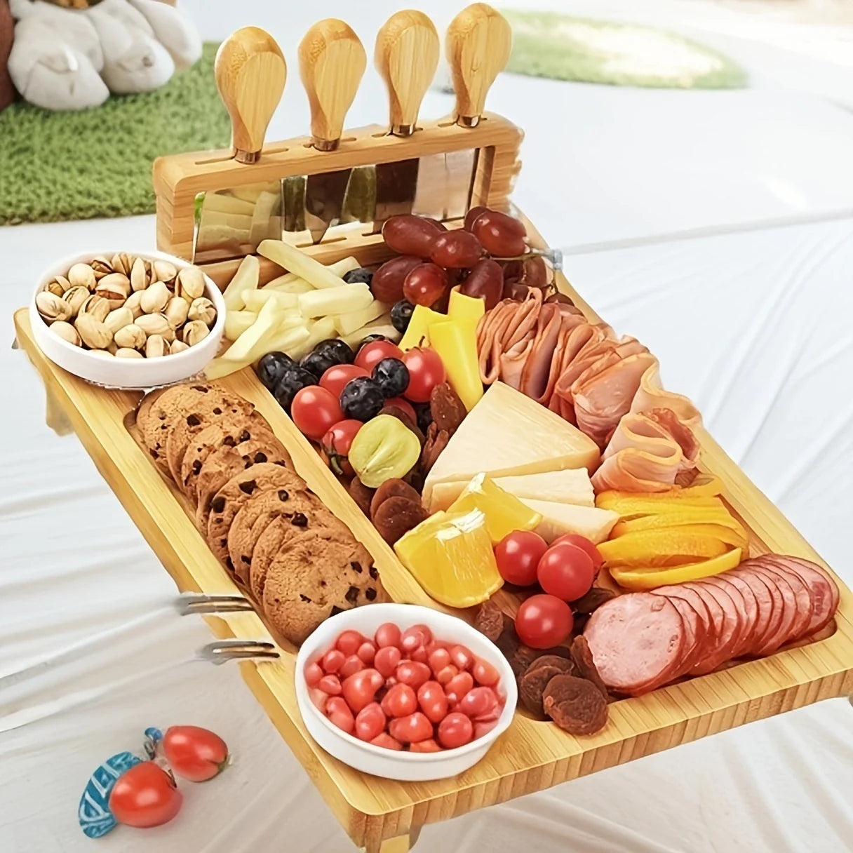 Holz-Serviertafel mit Messer und Gabel – Elegantes Servierbrett für Küche oder Esszimmer
