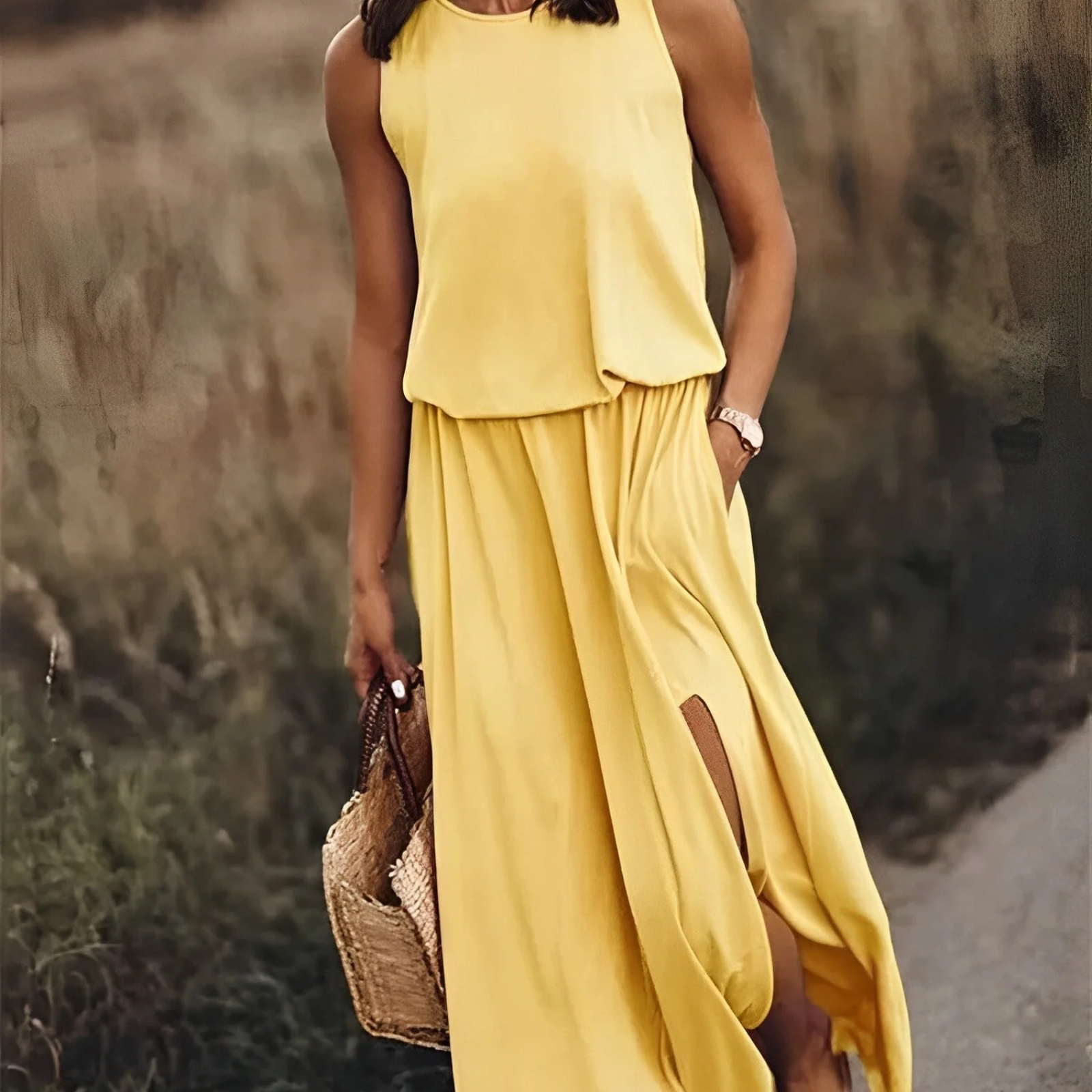 Monica - Unbeschwerte Eleganz Maxikleid ohne Ärmeln