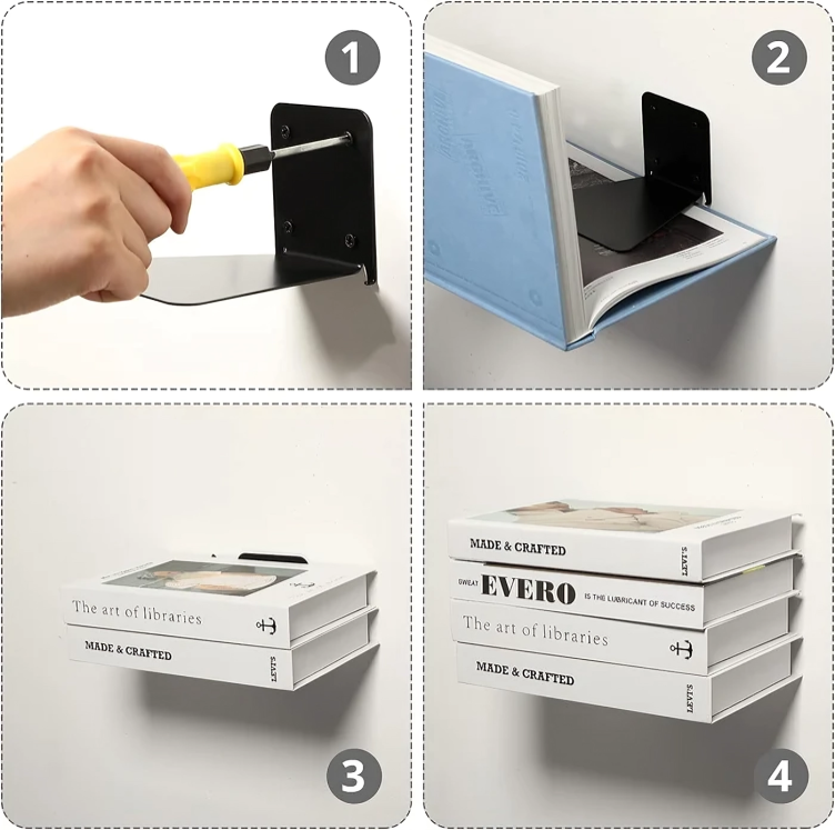 FloatBook – Unsichtbare Schwebende Bücherregale für platzsparende Wandpräsentation