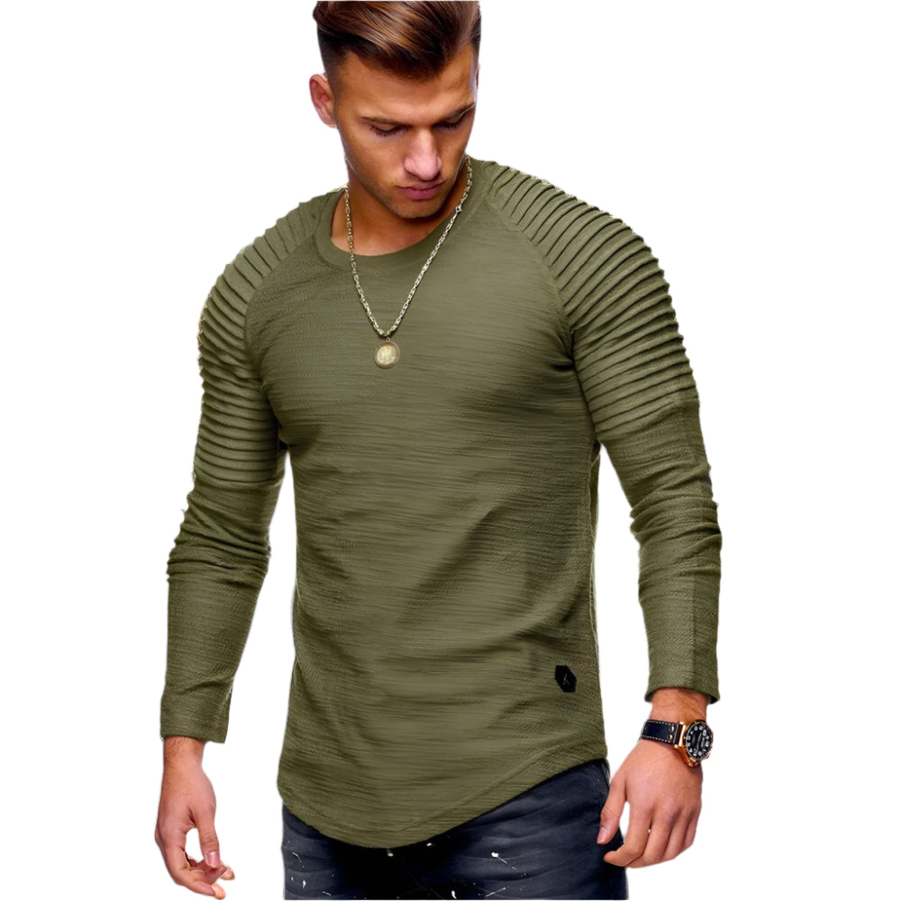 Jake - Plissierter Raglan-Sweatshirt für Männer mit abgerundetem Saum