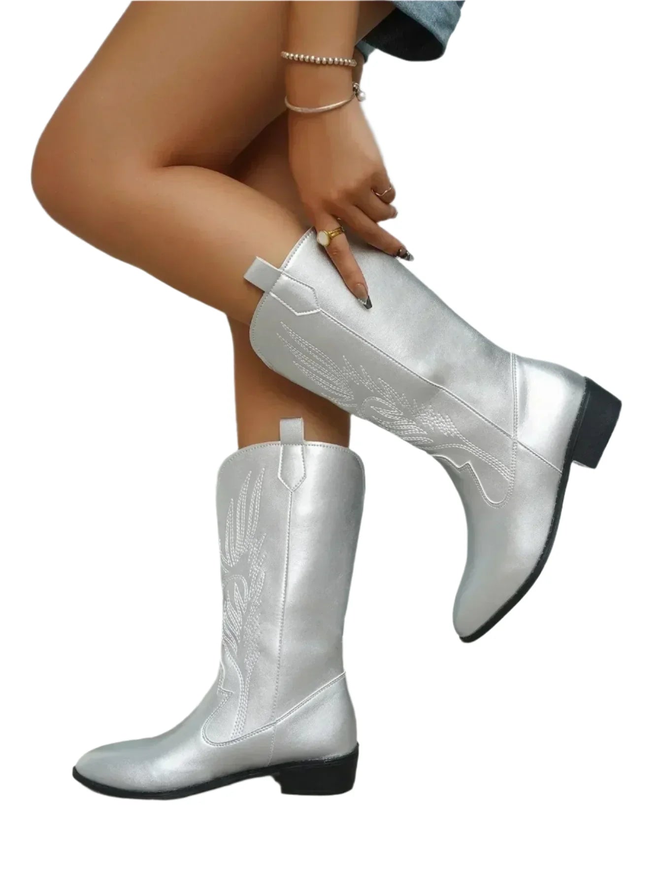 Savannah Slip-On Western-Stiefel für Frauen – Bequemer Cowboy-Stil bis zur Mitte der Wade