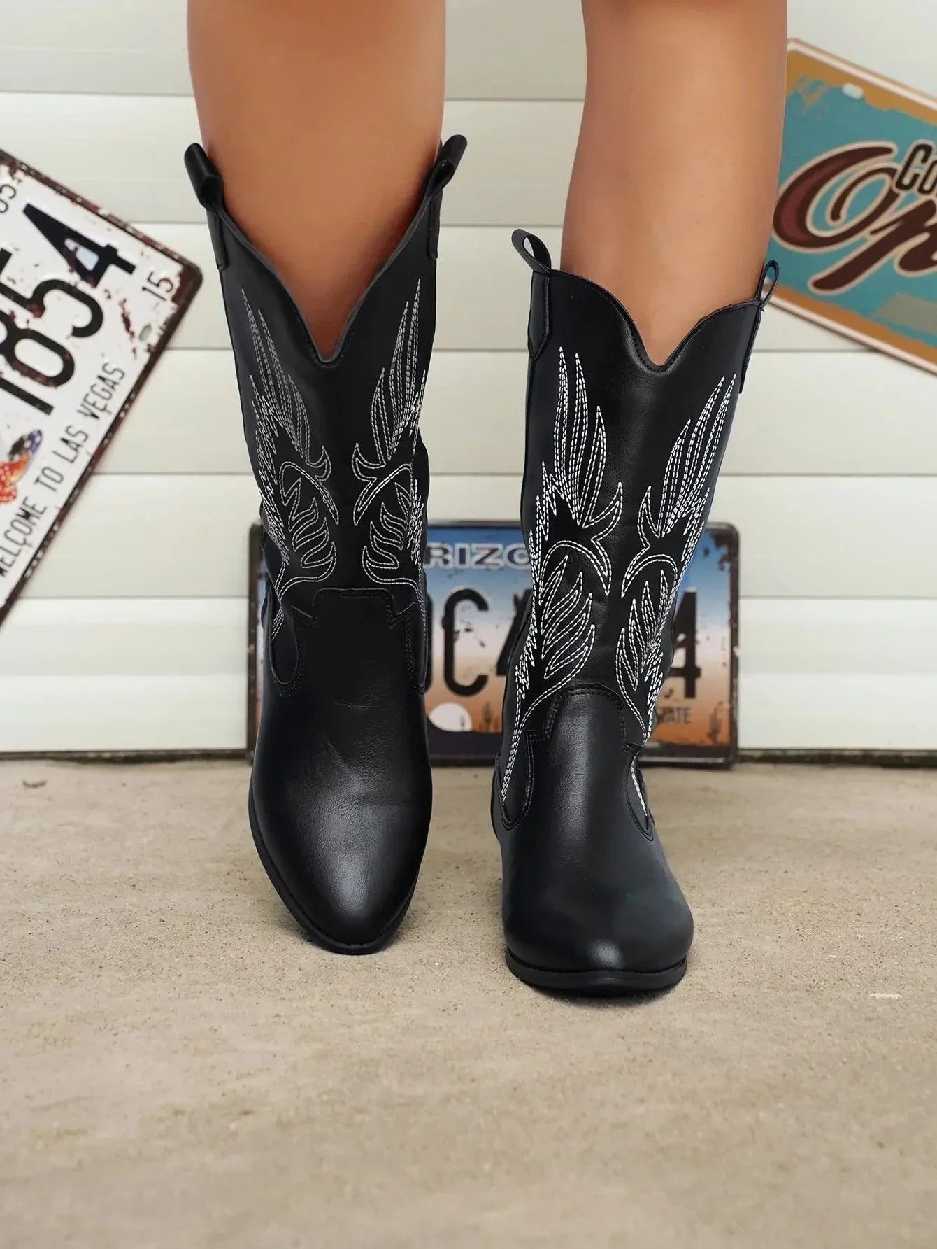 Savannah Slip-On Western-Stiefel für Frauen – Bequemer Cowboy-Stil bis zur Mitte der Wade