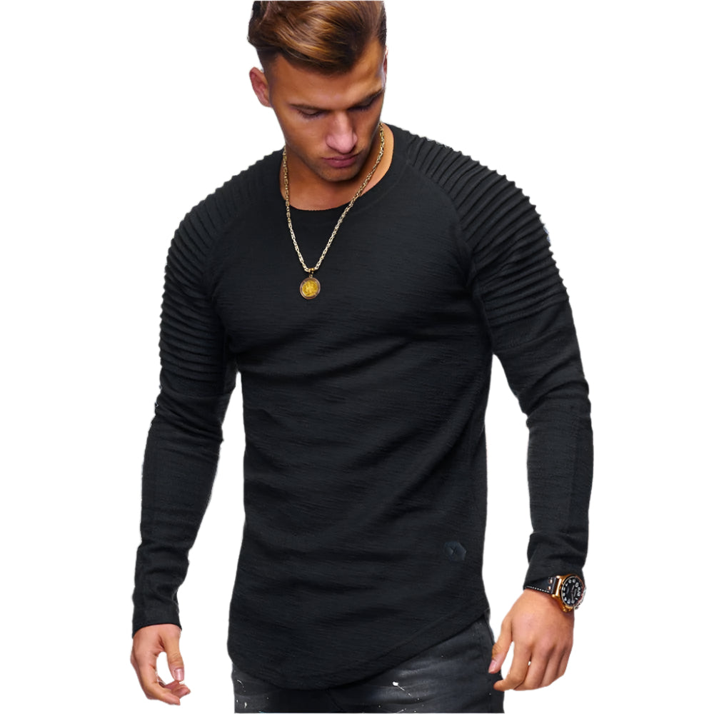 Jake - Plissierter Raglan-Sweatshirt für Männer mit abgerundetem Saum