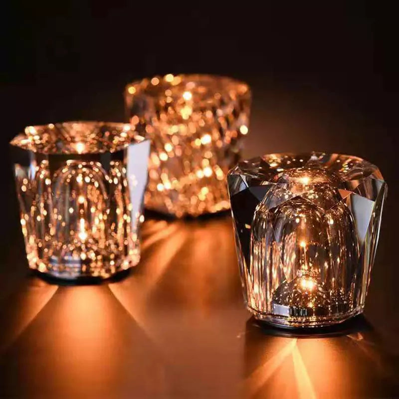 Lunara kabellose LED-Kristall-Tischlampe – Facettenbesetztes Stimmungslicht