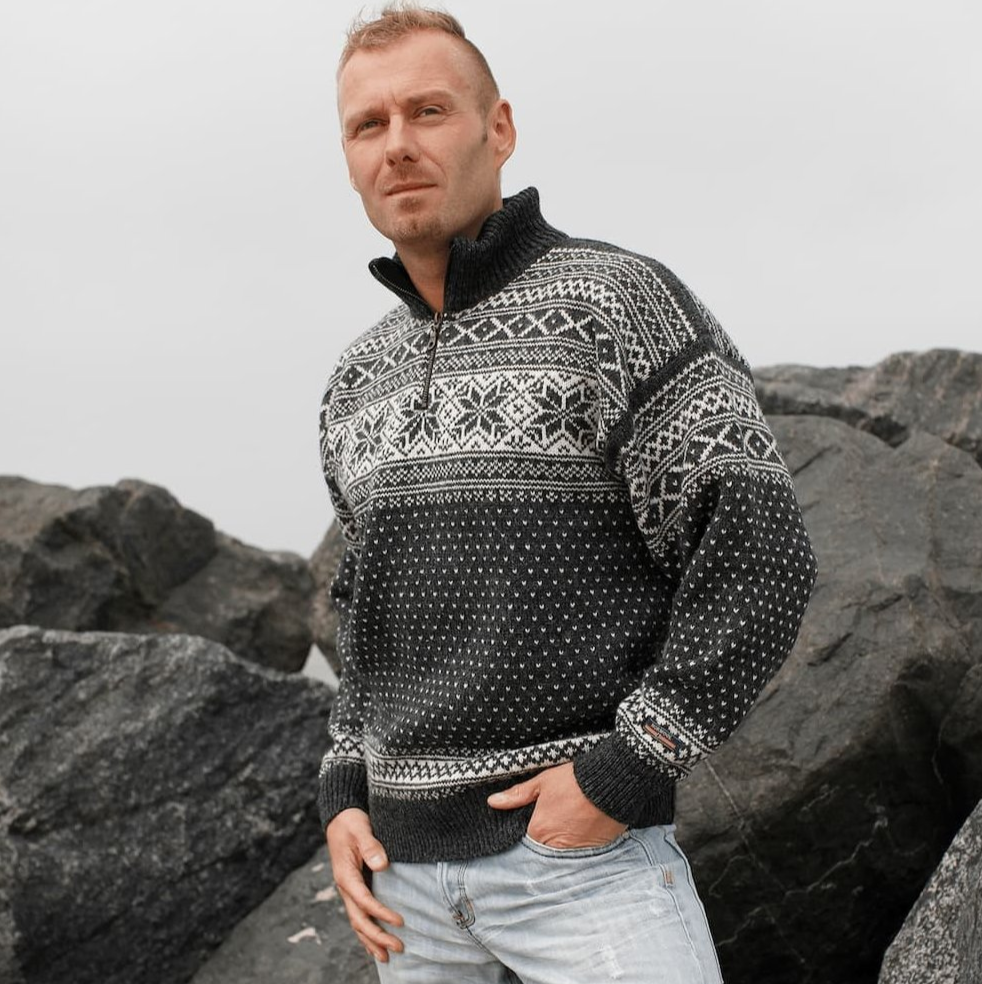 Bob Wärme gestrickter Pullover mit halbem Reißverschluss