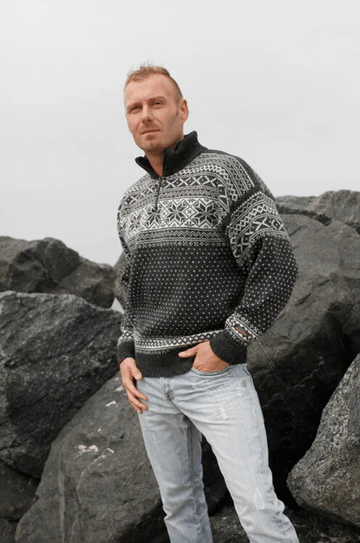 Bob Wärme gestrickter Pullover mit halbem Reißverschluss