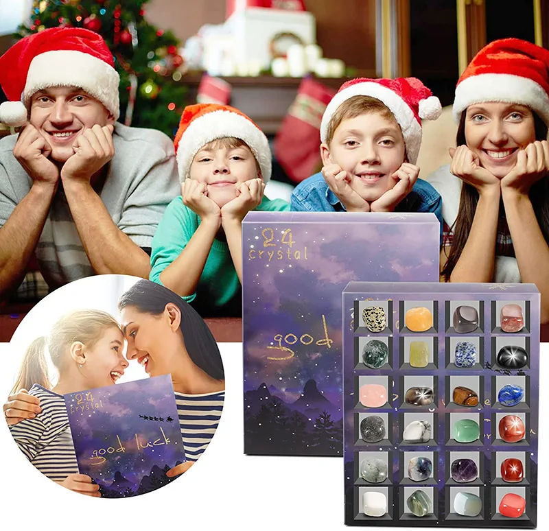 24-tägiger Weihnachtsadventskalender Geschenkkarton Natürliche Stein-Kollektion