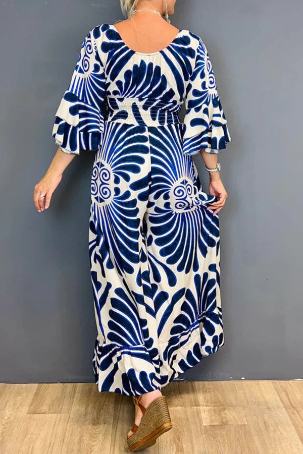 Eliza - Florales Maxikleid mit eleganten Glockenärmeln