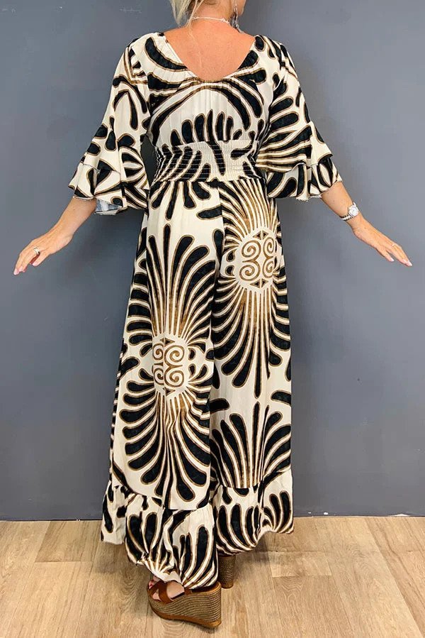 Eliza - Florales Maxikleid mit eleganten Glockenärmeln