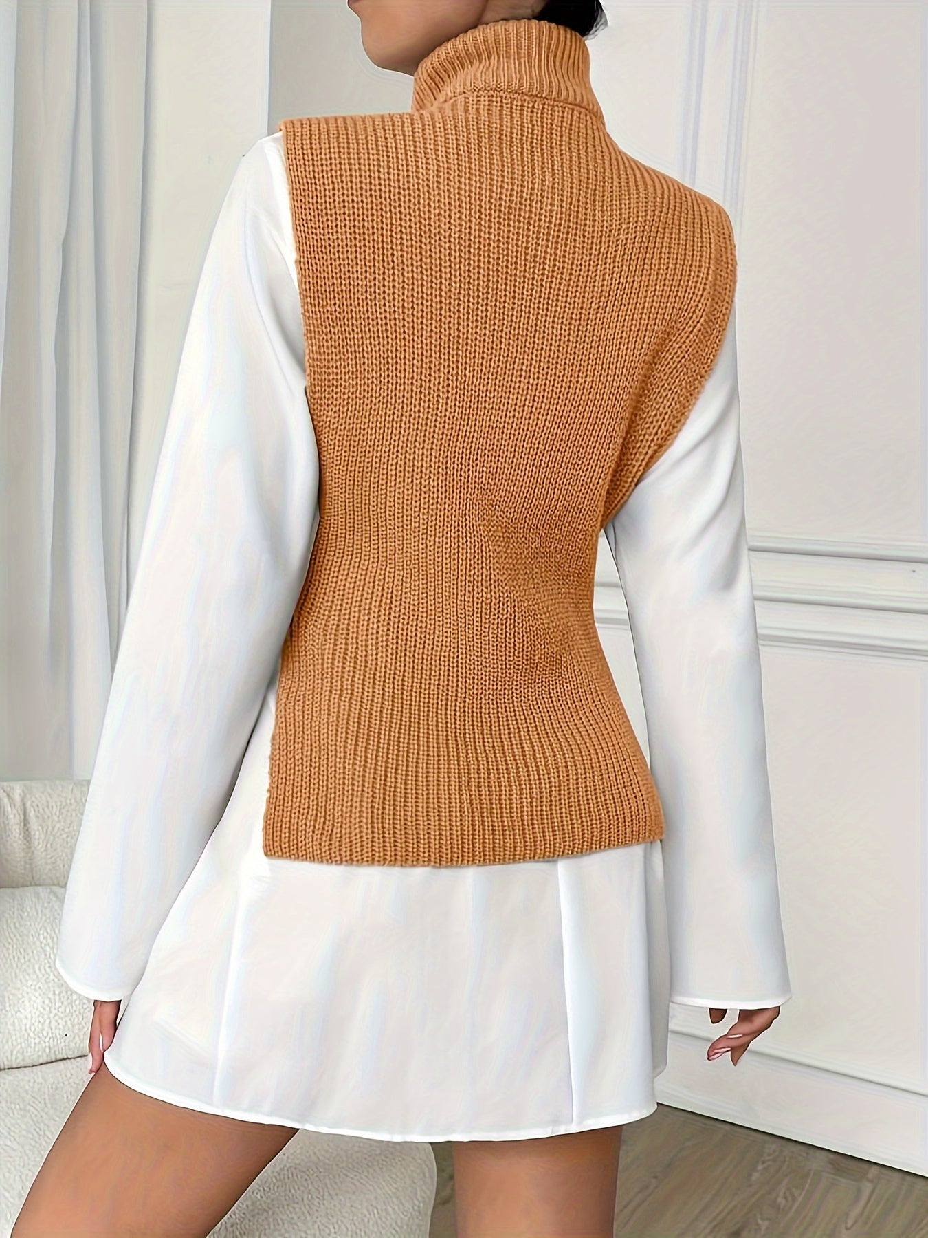 Brittany - Schicke Strickweste und langes Kleid mit weißem Kragen
