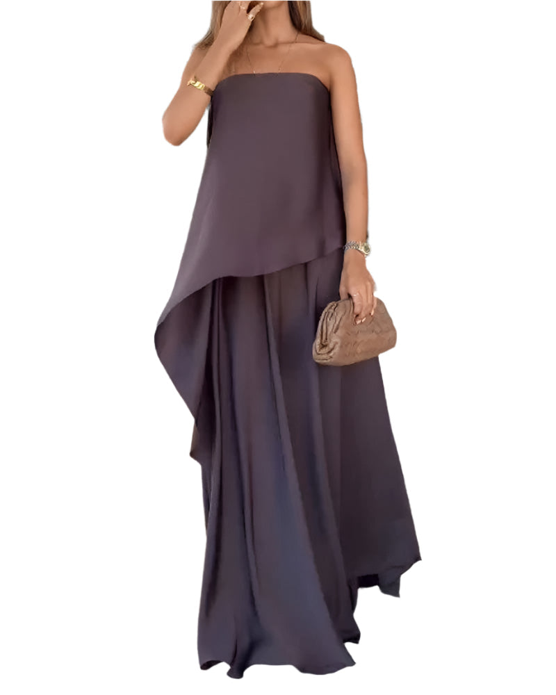 Delia - Asymmetrisch drapierte und elegante Cape-Kleid