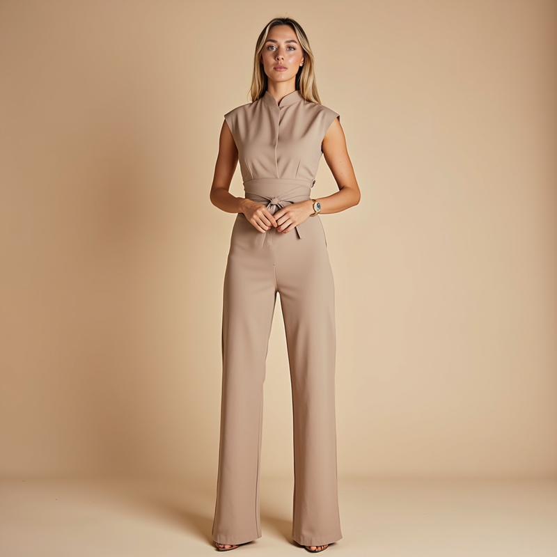 Sophie – Ärmelloser Jumpsuit mit Gürtel und Elegantem Alltagsstil