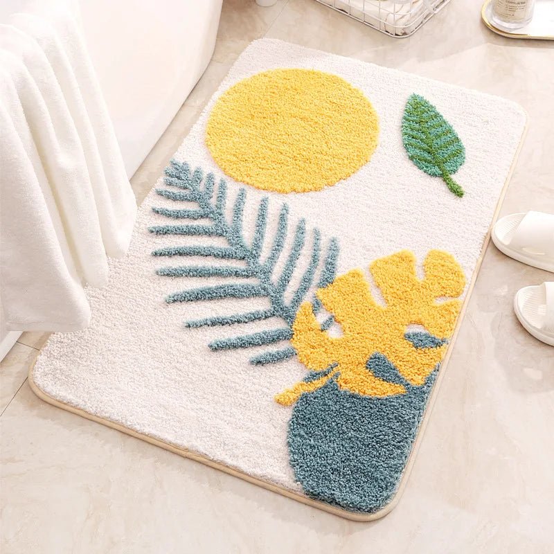 LeafLuxe - Moderne botanisch inspirierte abstrakte Blatt-Badematte