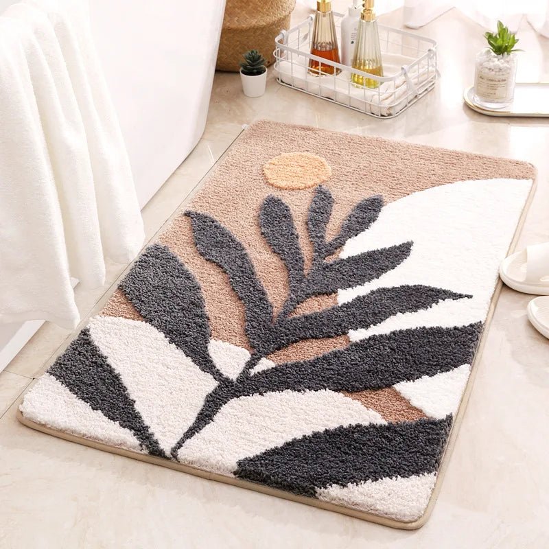 LeafLuxe - Moderne botanisch inspirierte abstrakte Blatt-Badematte