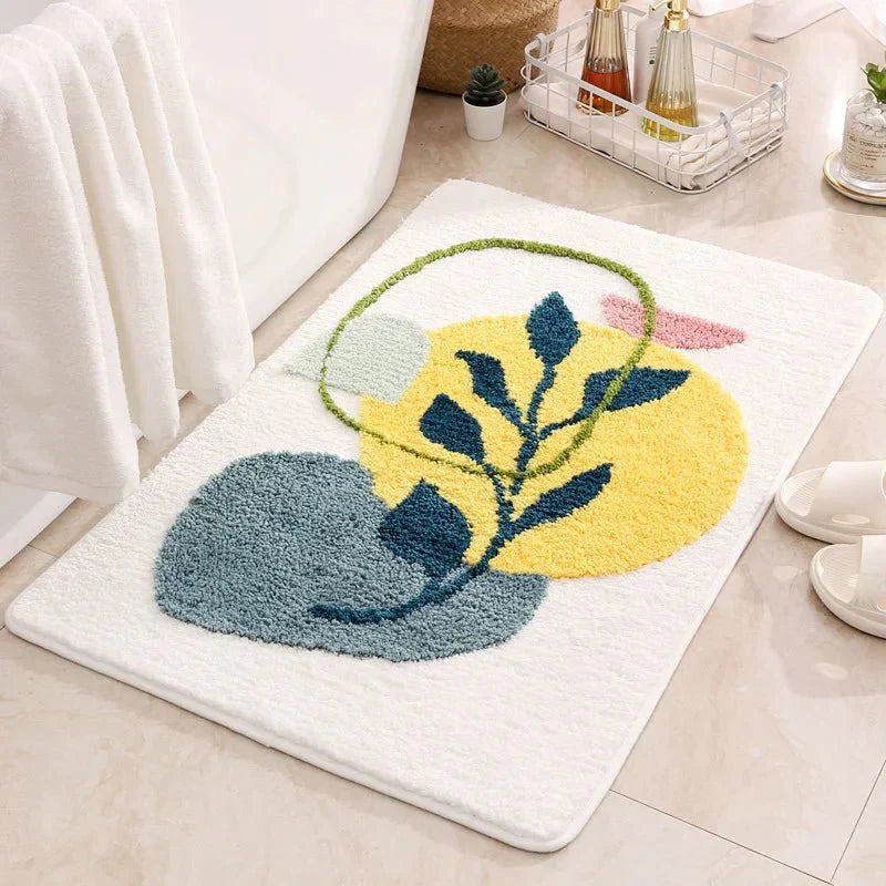 LeafLuxe - Moderne botanisch inspirierte abstrakte Blatt-Badematte