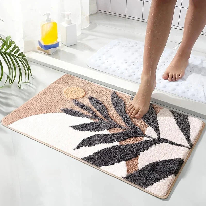 LeafLuxe - Moderne botanisch inspirierte abstrakte Blatt-Badematte