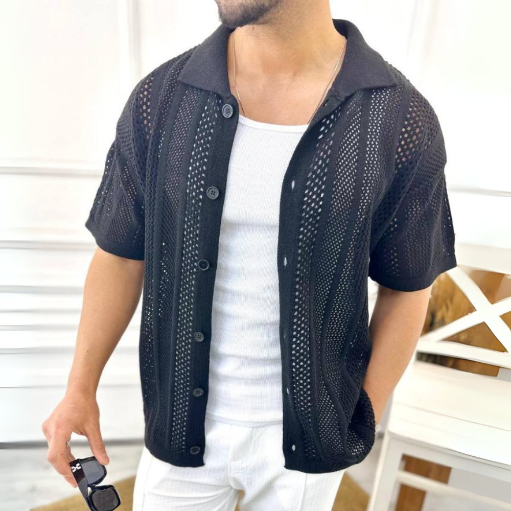 Oliver Kurzarm Herren Cardigan mit Knopfverschluss