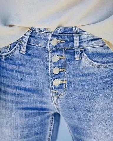 Chloe Flex | Knopf Hohe Taille Jeans für Damen