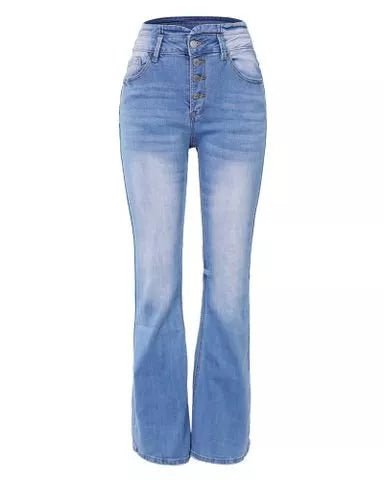 Chloe Flex | Knopf Hohe Taille Jeans für Damen