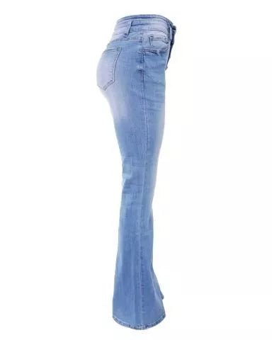 Chloe Flex | Knopf Hohe Taille Jeans für Damen