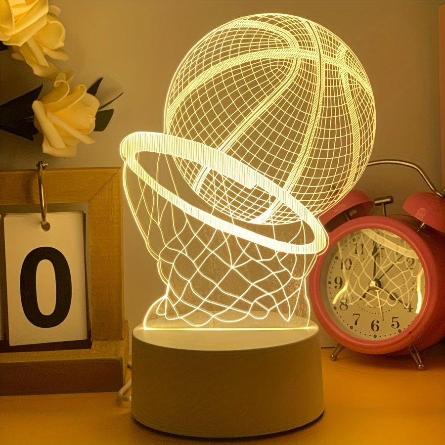 CourtGlow 3D Basketball LED-Nachtlampe – Schwebende Illusionslichter für Sportfans