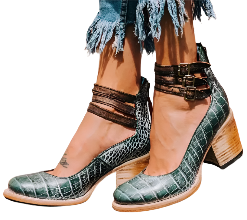 Alliah - Schicke Stilettos mit quadratischem Absatz und Knöchelriemen