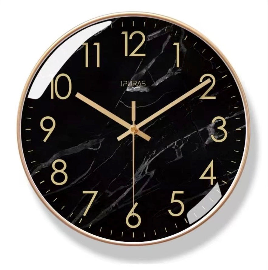 Zeitlose Eleganz – Schwarze Marmor Wanduhr