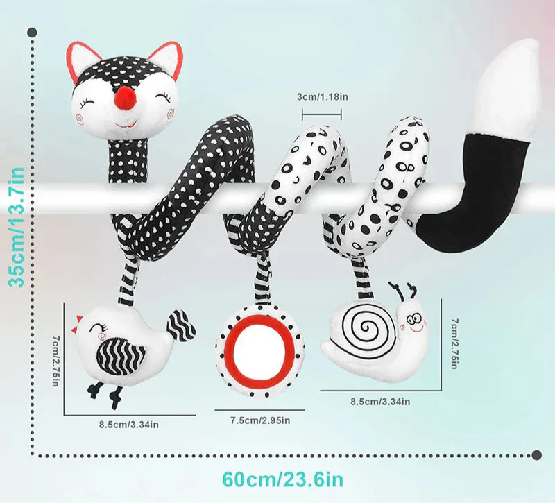 BabySpiral Komfort – Weiches Aktivitätsspielzeug für Autositz und Kinderwagen
