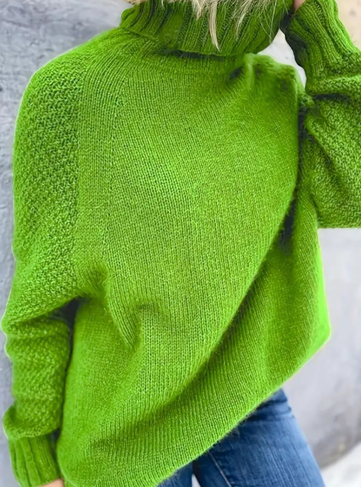 Autumn Trend® -Emma Übergroßer grasgrüner Rollkragenpullover