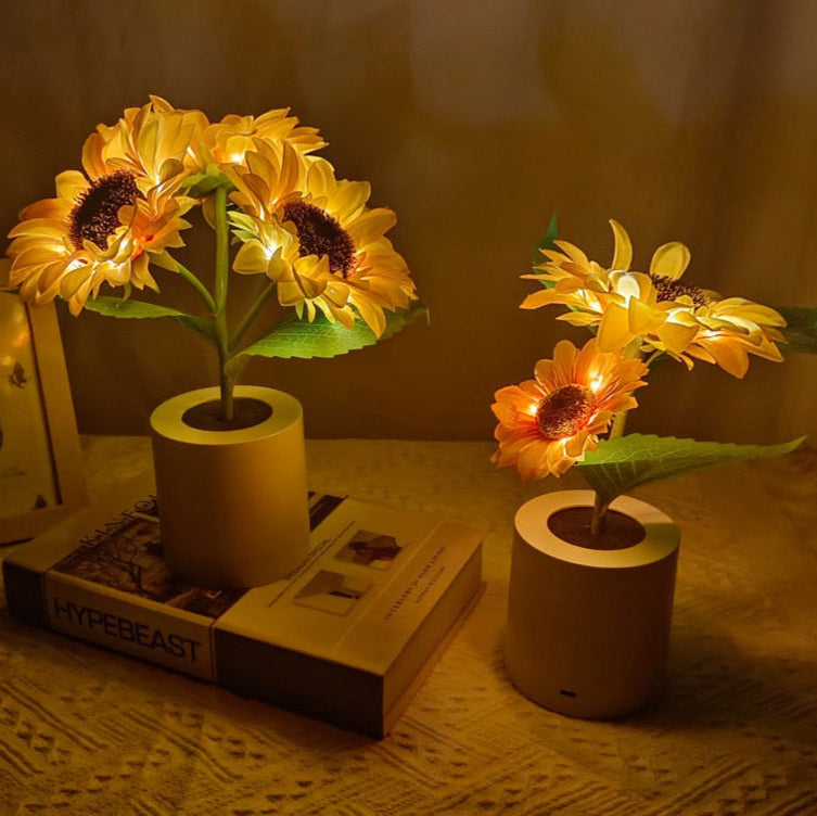 SolBlomst – Drahtlose LED Sonnenblumenlampe zur Dekoration