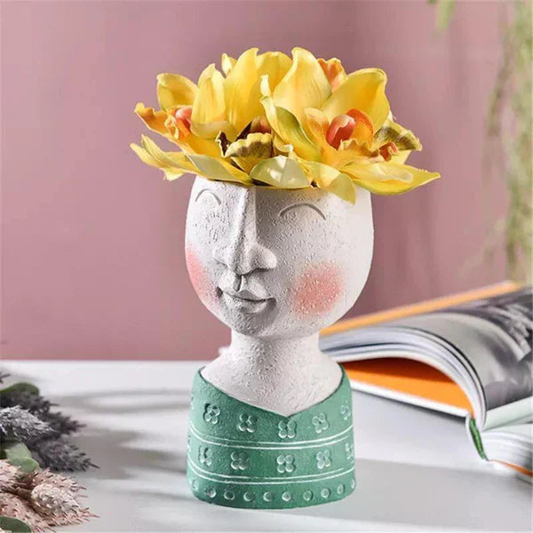 WhimsiPot Handgefertigter Cartoon-inspirierter Pflanzkasten – Verspielte Harpiks-Skulptur