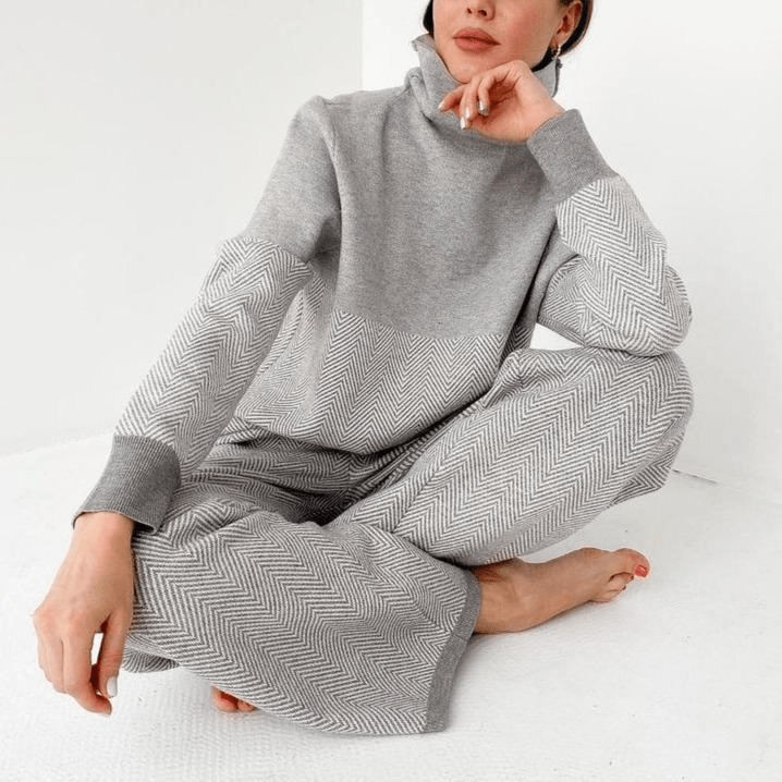 Cate Rollkragenpullover mit weitem Hosenanzug zweites Set