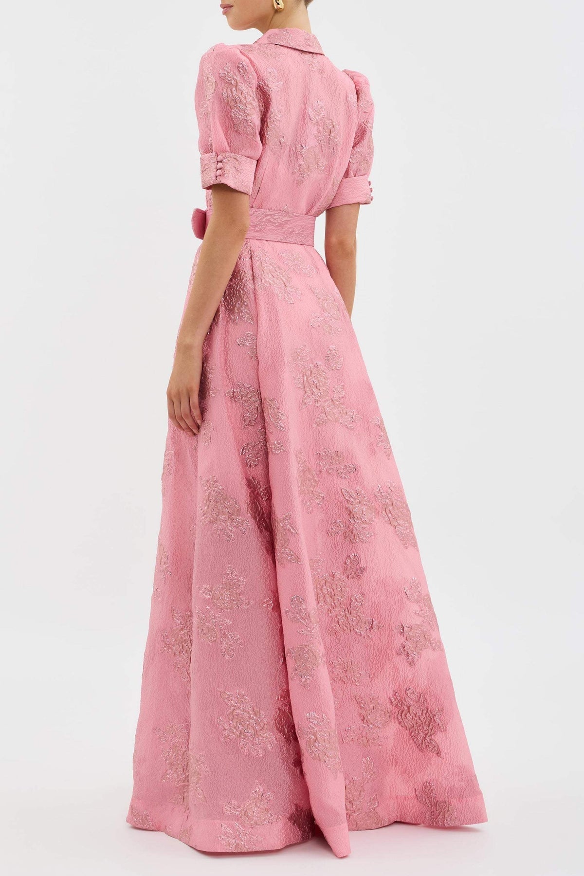Lang Kleid mit Puffärmeln und Bindegürtel – Eleganter und Raffinierter Stil