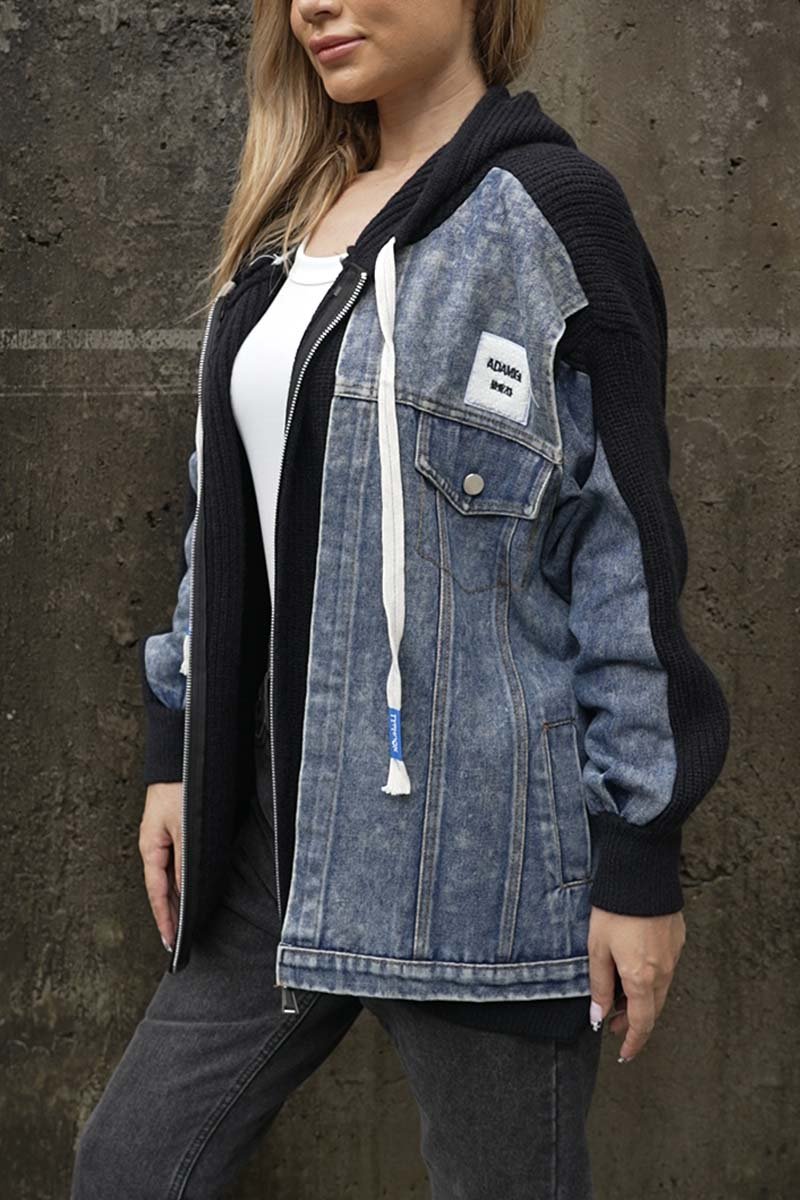 Pauline - Patchwork-Kapuzenjacke aus Denim