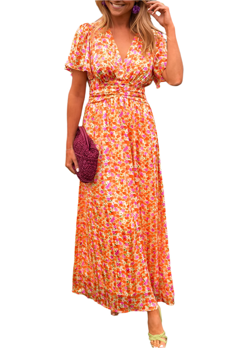 FloraBreeze Elegante Blumen-Maxikleid – Luftiges Ärmeloses Sommerkleid