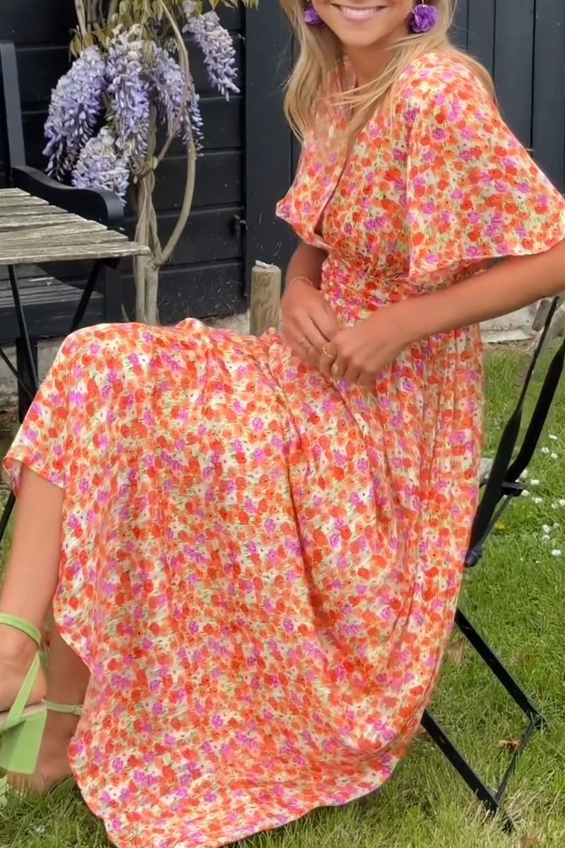 FloraBreeze Elegante Blumen-Maxikleid – Luftiges Ärmeloses Sommerkleid