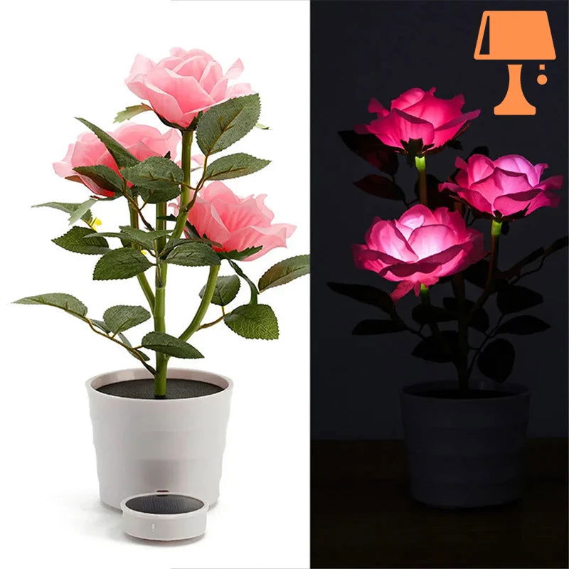 LumiRose – Solarbetriebene Rosenpflanzenpotlampe mit sanftem LED-Leuchten