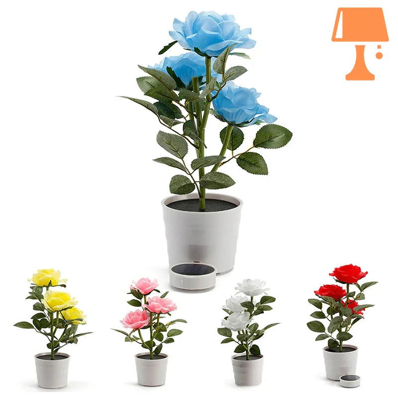 LumiRose – Solarbetriebene Rosenpflanzenpotlampe mit sanftem LED-Leuchten